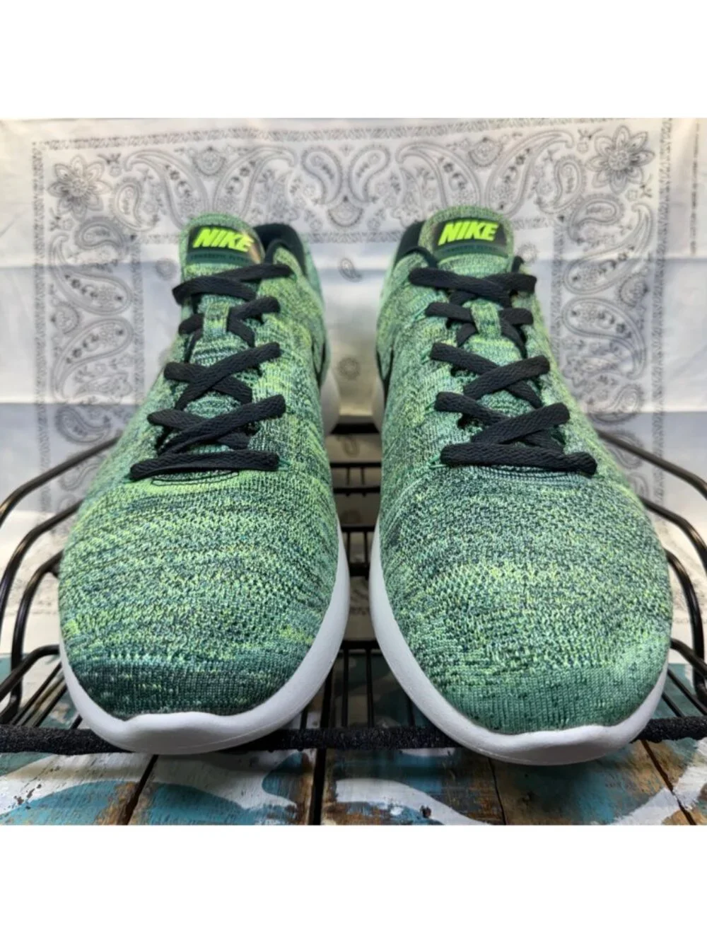 2016 Nike LunarEpic Seaweed/Black Flyknit Running Shoes Mens Size 14 $160.00 EUC